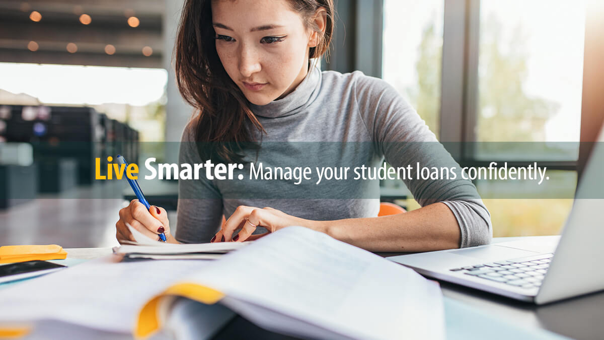 College student studies after paying for college with an undergraduate loan